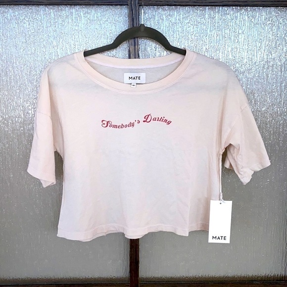 MATE the Label Tops - MATE the label ivory cropped tee size XS NWT. “Somebody’s Darling”